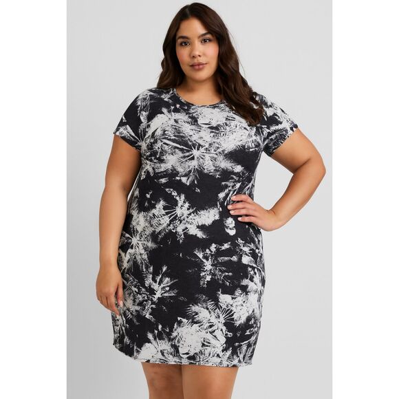 NWT Torrid Black White Palm Distressed Midi Dress   Women's Plus Size 2XL - Picture 1 of 10